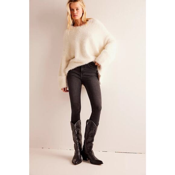 Free People We the Free Black Wash Jeggings 26, Raw Hem - Picture 1 of 8